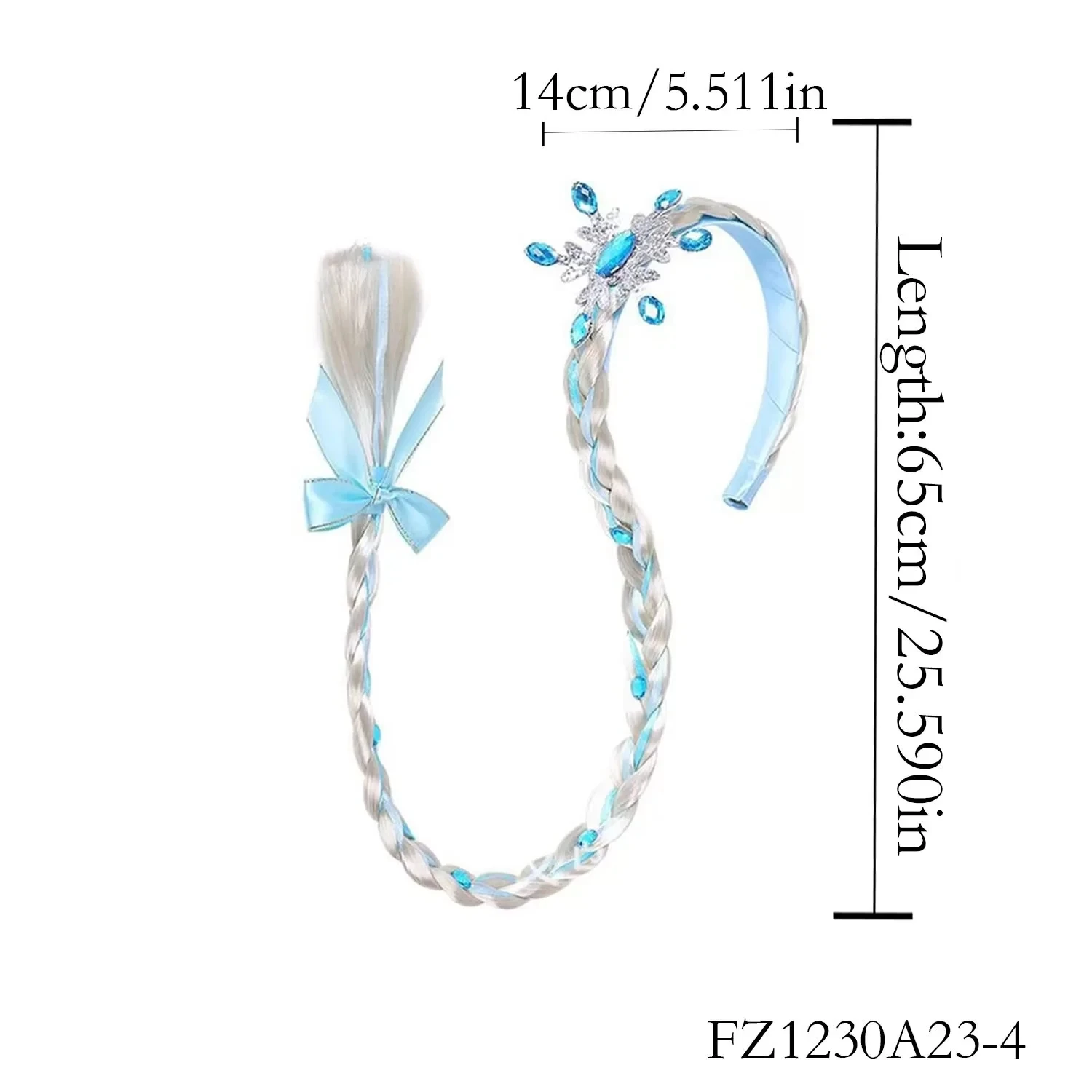 Princess Dress up Wigs, Princess Rapunzel Or Elsa Snowflake Long Braided Wig Headbands Adorn for Girls Costume Accessories