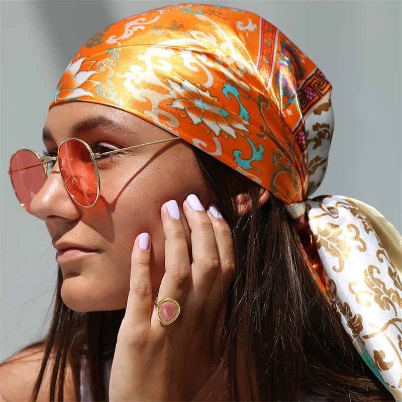 90*90cm Silk Satin Hijabs for Women Luxury Square HeadScarf Satin Bandana Cheveux Soft Neckerchief Hijab Hair Scarves 2026