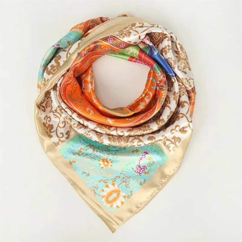90*90cm Silk Satin Hijabs for Women Luxury Square HeadScarf Satin Bandana Cheveux Soft Neckerchief Hijab Hair Scarves 2026