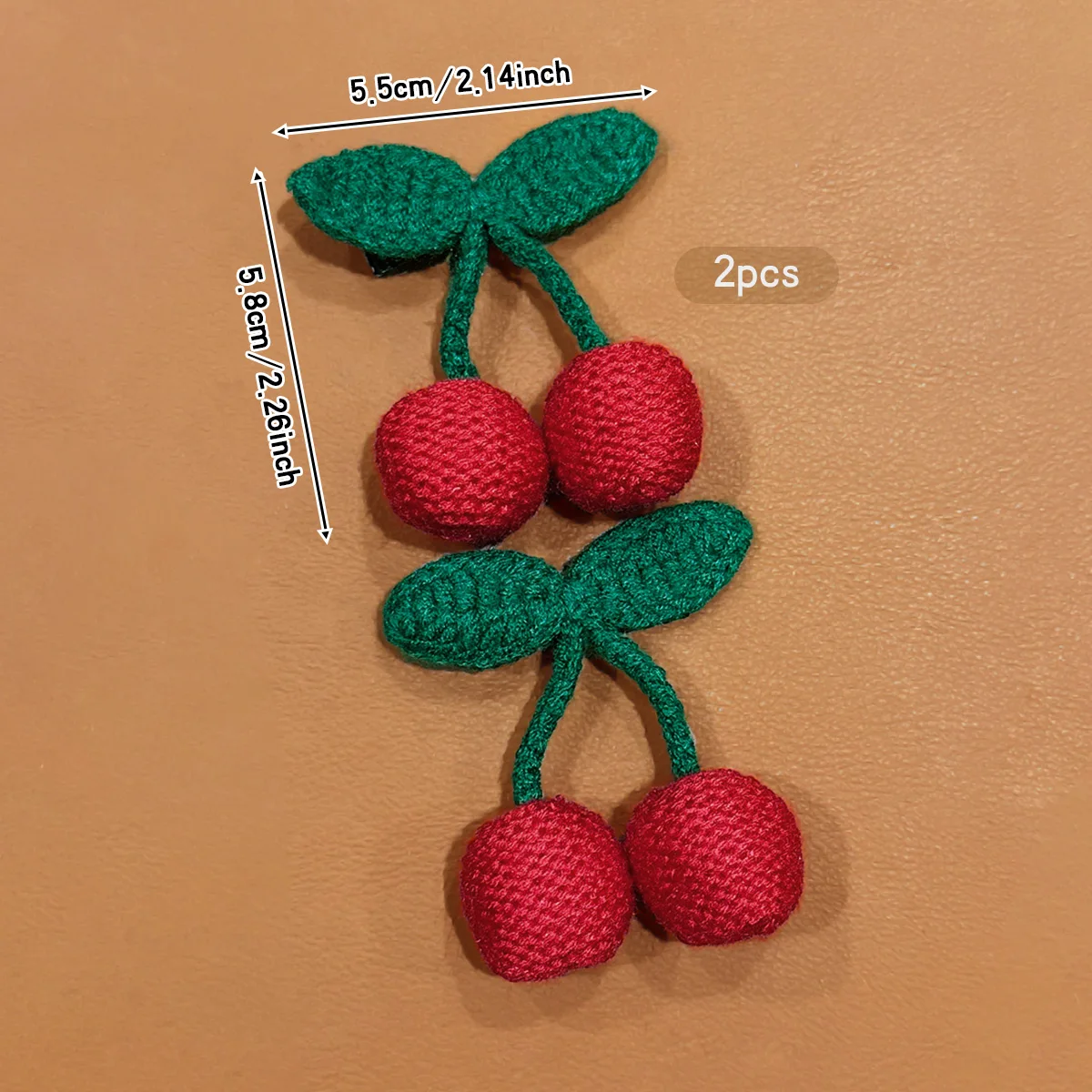 2 knitted red cherry sweet versatile hair clips suitable for daily hair accessories