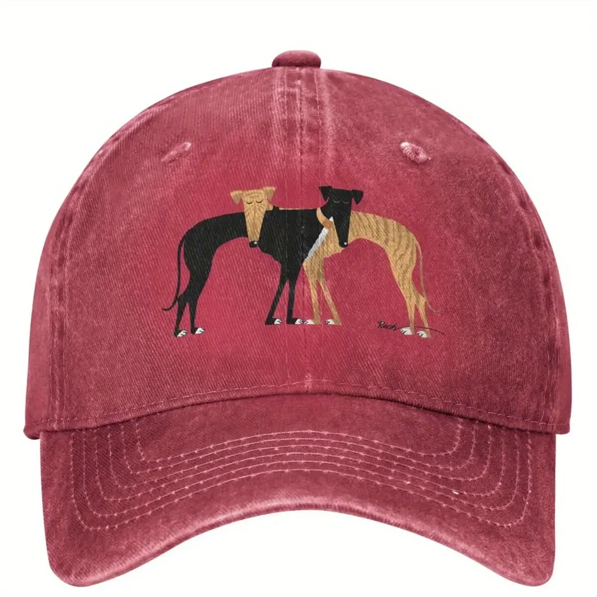 1pc Rerto Washed Baseball Cap with Printed Greyhound Dog,Streetwear Trucker Hat Summer Female Male Outdoor Sport Baseball Caps