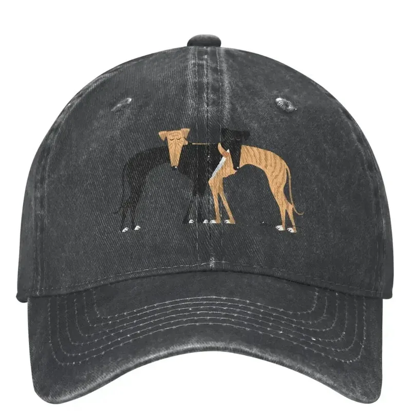 1pc Rerto Washed Baseball Cap with Printed Greyhound Dog,Streetwear Trucker Hat Summer Female Male Outdoor Sport Baseball Caps