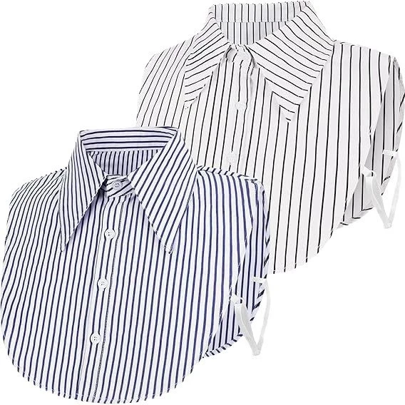Botvotee Striped Fake Collar Detachable Dickey Collar Blouse Half Shirts Peter Pan Faux False Collar for Women & Girls Favors