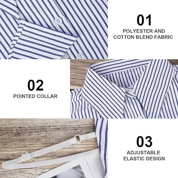 Botvotee Striped Fake Collar Detachable Dickey Collar Blouse Half Shirts Peter Pan Faux False Collar for Women & Girls Favors