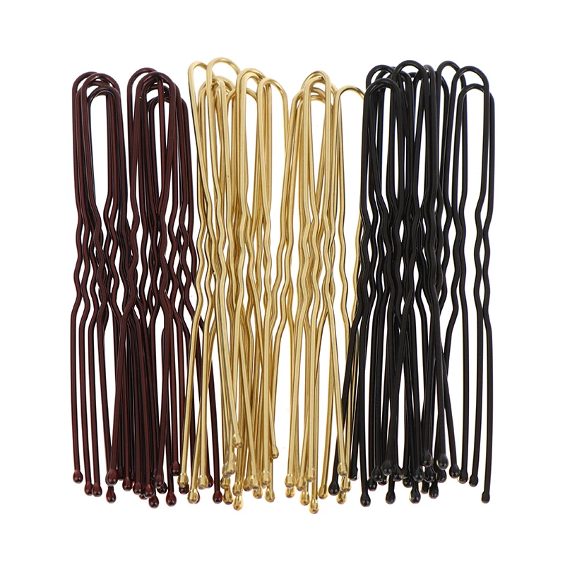 50PCS/Bag 6cm/7cm U Shaped Alloy Hairpins Waved Hair Clips Simple Metal Bobby Pins Barrettes Bridal Hairstyle Tools Hair Pins