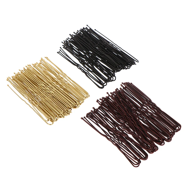 50PCS/Bag 6cm/7cm U Shaped Alloy Hairpins Waved Hair Clips Simple Metal Bobby Pins Barrettes Bridal Hairstyle Tools Hair Pins