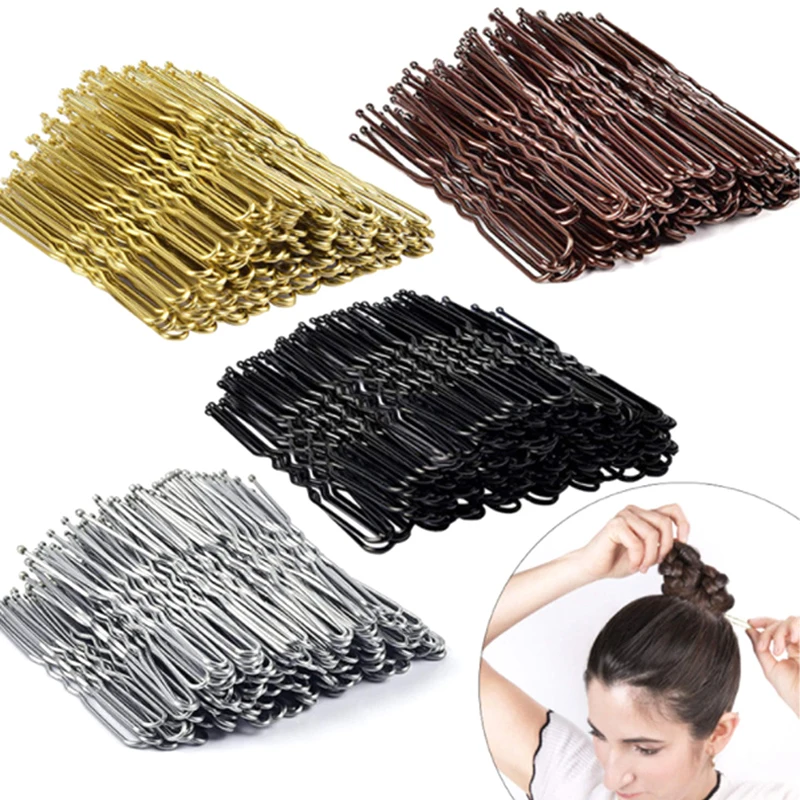 50PCS/Bag 6cm/7cm U Shaped Alloy Hairpins Waved Hair Clips Simple Metal Bobby Pins Barrettes Bridal Hairstyle Tools Hair Pins