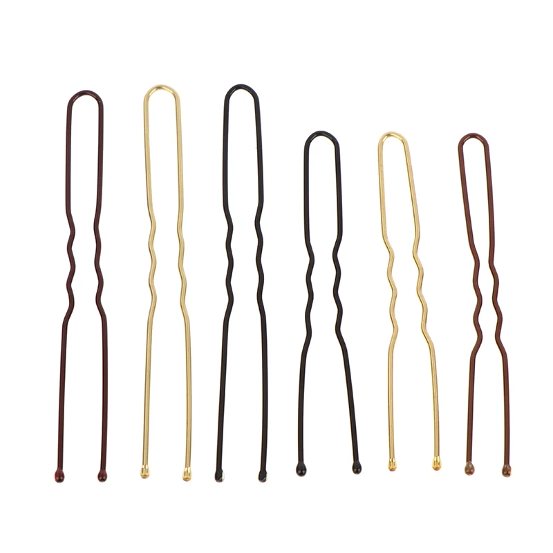 50PCS/Bag 6cm/7cm U Shaped Alloy Hairpins Waved Hair Clips Simple Metal Bobby Pins Barrettes Bridal Hairstyle Tools Hair Pins