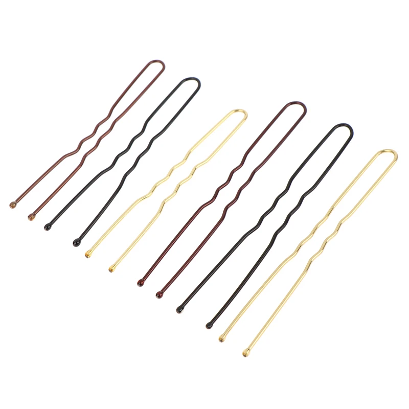 50PCS/Bag 6cm/7cm U Shaped Alloy Hairpins Waved Hair Clips Simple Metal Bobby Pins Barrettes Bridal Hairstyle Tools Hair Pins