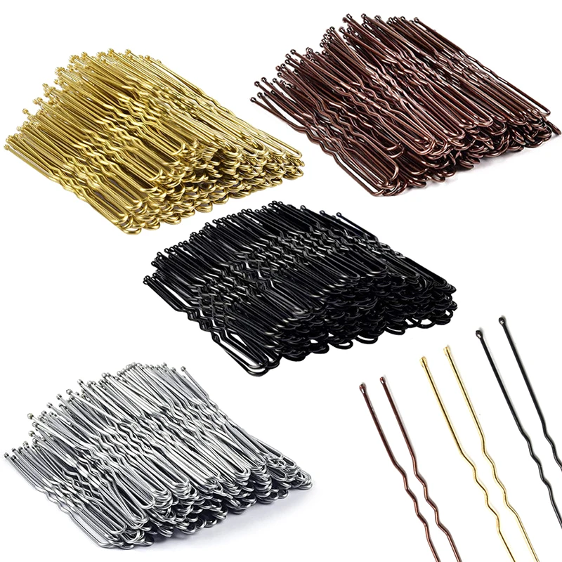 50PCS/Bag 6cm/7cm U Shaped Alloy Hairpins Waved Hair Clips Simple Metal Bobby Pins Barrettes Bridal Hairstyle Tools Hair Pins