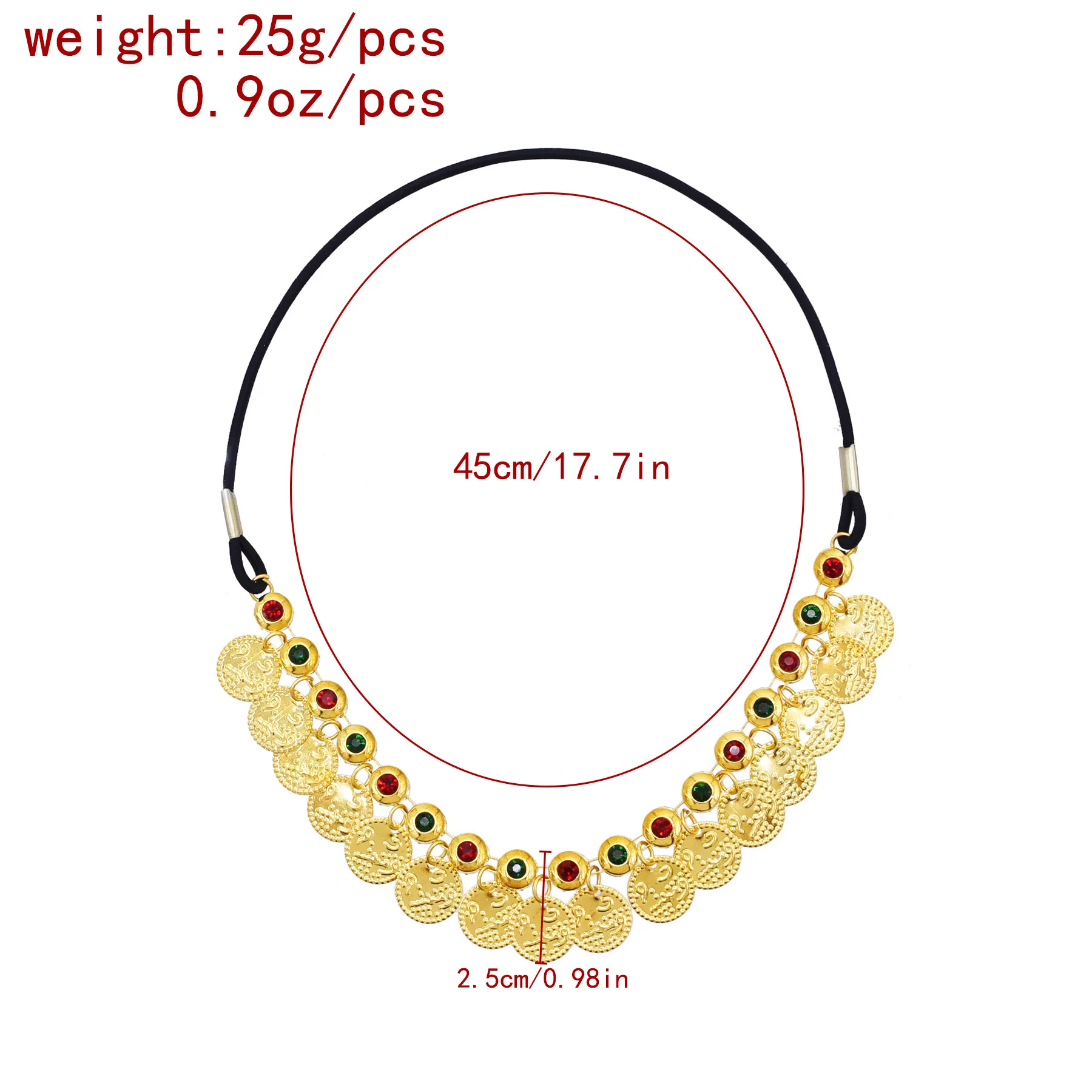 New Trendy Ethnic Style Rhinestone Forehead Chain Vintage Coin Tassel Headband Punk Style Gold Alloy Hair Accessory