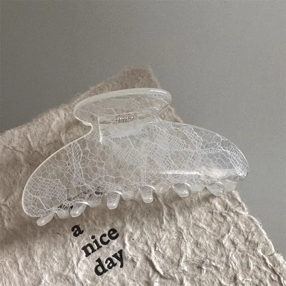 Fashion Lace Pattern Claw Clip for Women Sexy Back Head Texture Mature Half Tie Hair Shark Clip New Hair Accessories Gifts