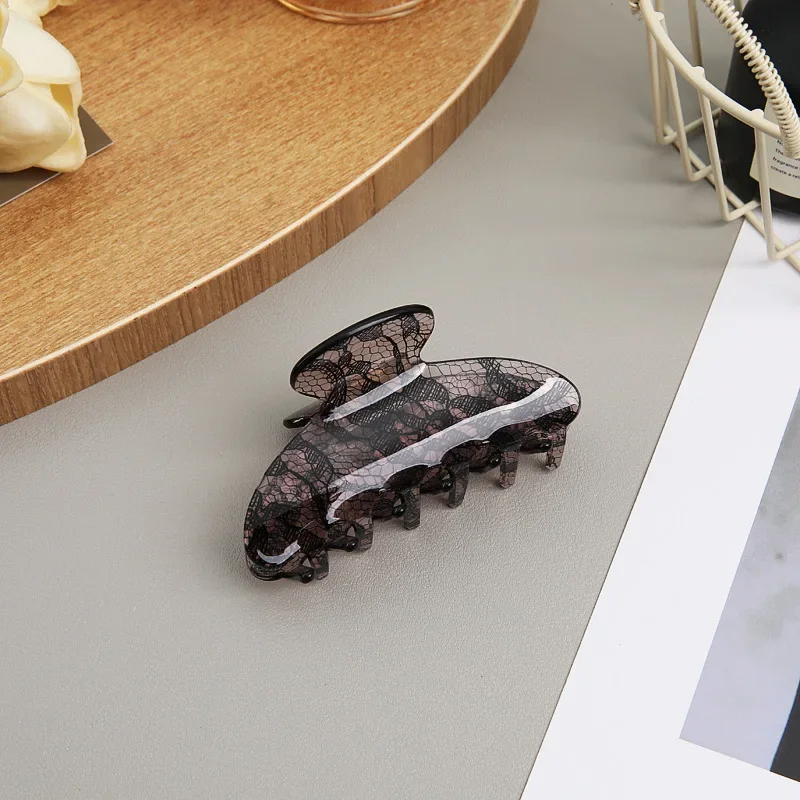 Fashion Lace Pattern Claw Clip for Women Sexy Back Head Texture Mature Half Tie Hair Shark Clip New Hair Accessories Gifts