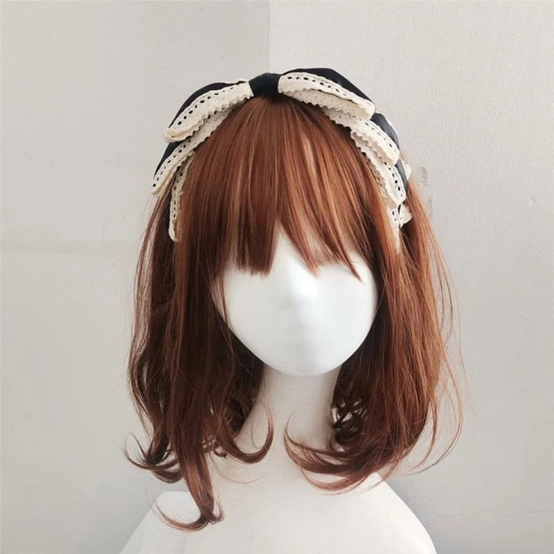 Big Bowknot Hair Hoop Vintage Lace Headband Headwear Fairy Headdress Accs Hair Hoop for Street