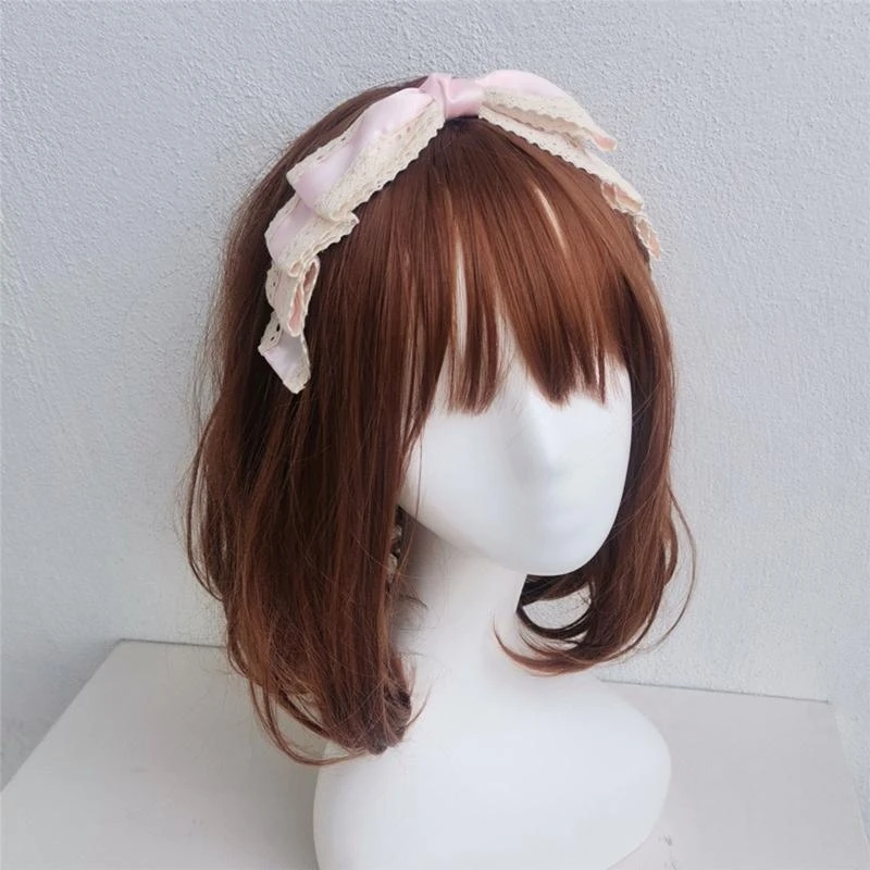 Big Bowknot Hair Hoop Vintage Lace Headband Headwear Fairy Headdress Accs Hair Hoop for Street