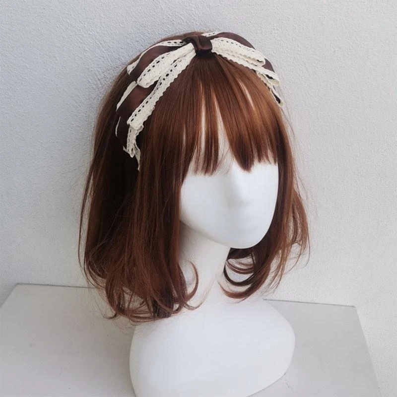 Big Bowknot Hair Hoop Vintage Lace Headband Headwear Fairy Headdress Accs Hair Hoop for Street