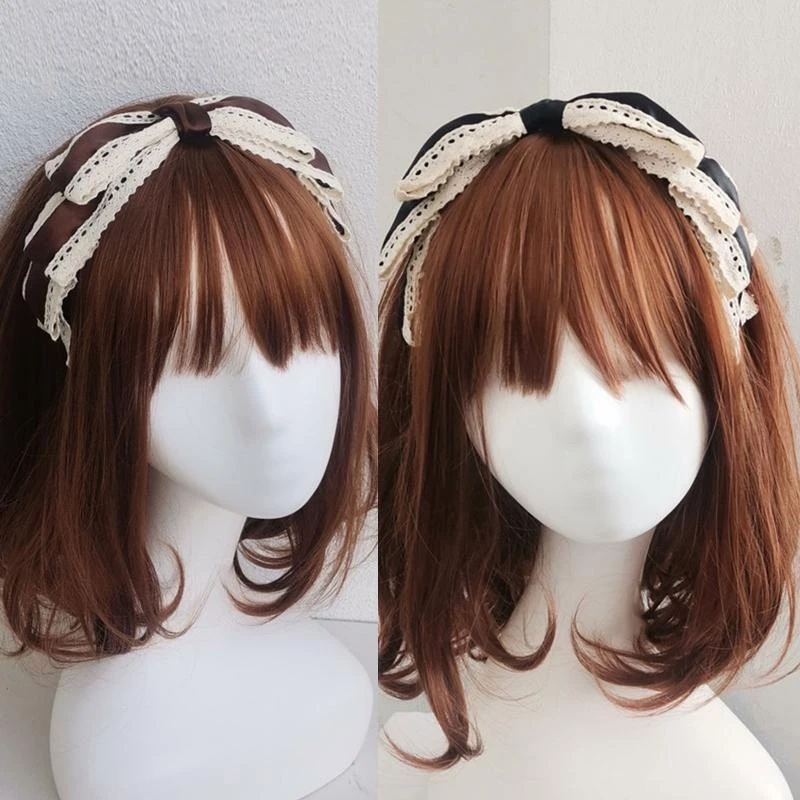 Big Bowknot Hair Hoop Vintage Lace Headband Headwear Fairy Headdress Accs Hair Hoop for Street