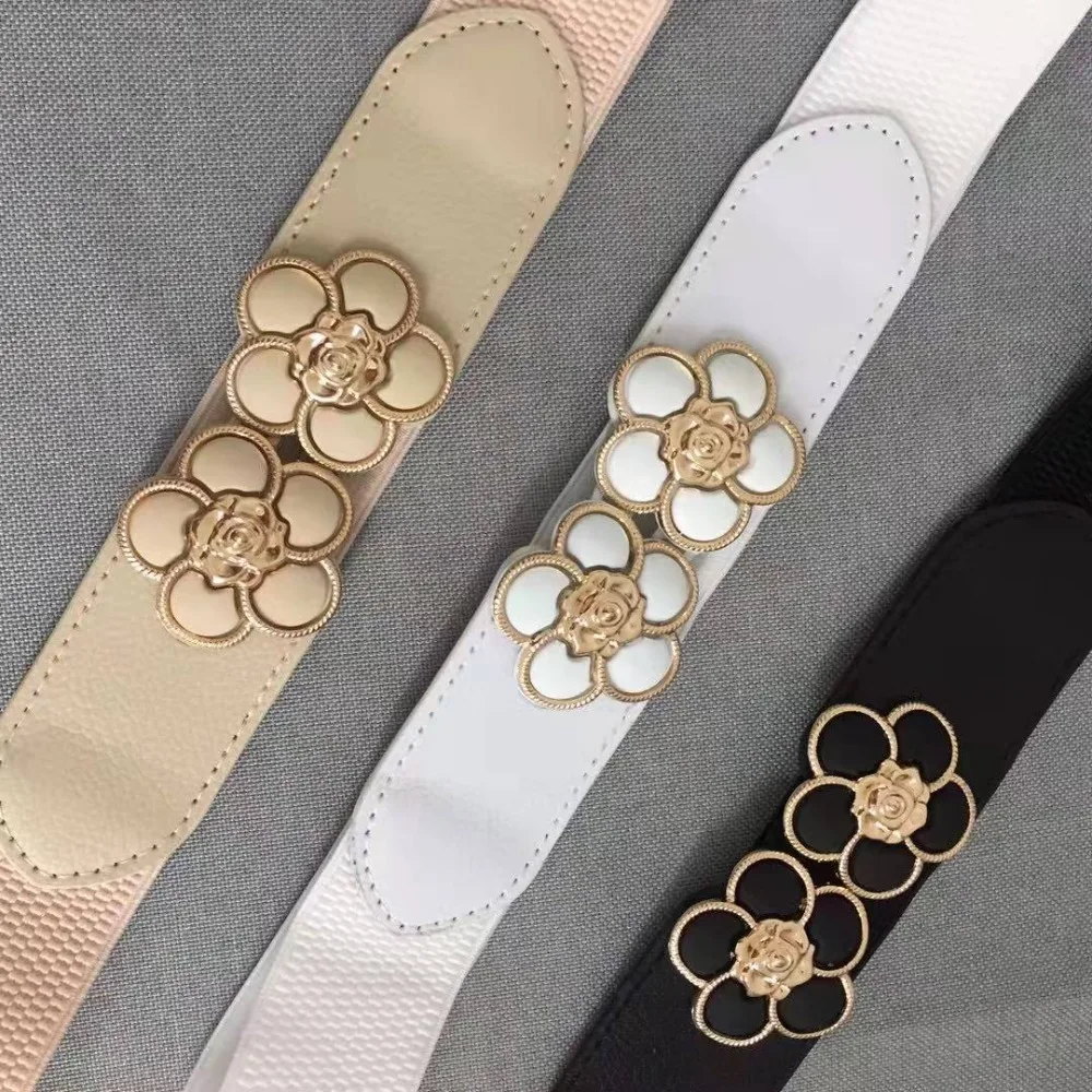 Women Female Ladies Corset Stretch Waistband Wide Waist Wide Belt Flower Belts Elastic Belts Flower Belts