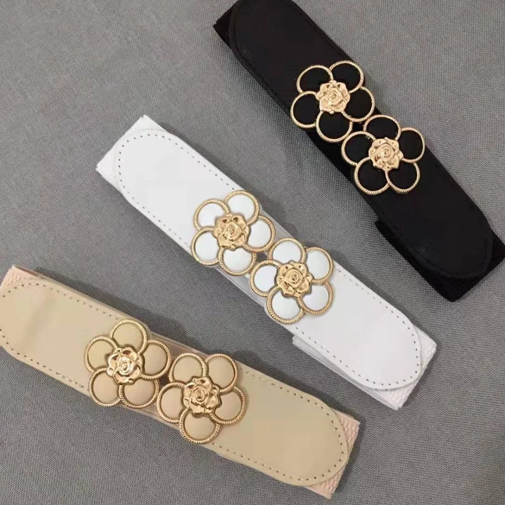 Women Female Ladies Corset Stretch Waistband Wide Waist Wide Belt Flower Belts Elastic Belts Flower Belts