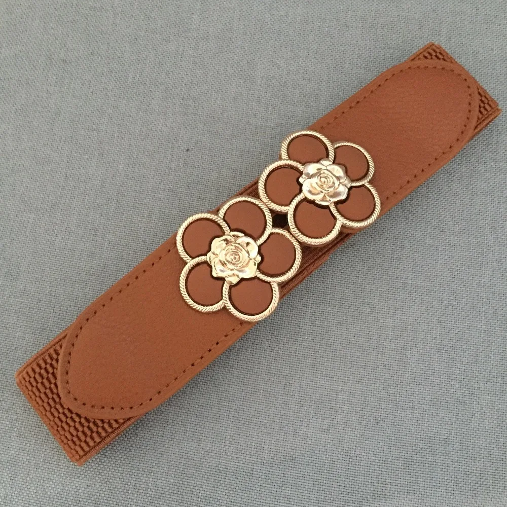 Women Female Ladies Corset Stretch Waistband Wide Waist Wide Belt Flower Belts Elastic Belts Flower Belts