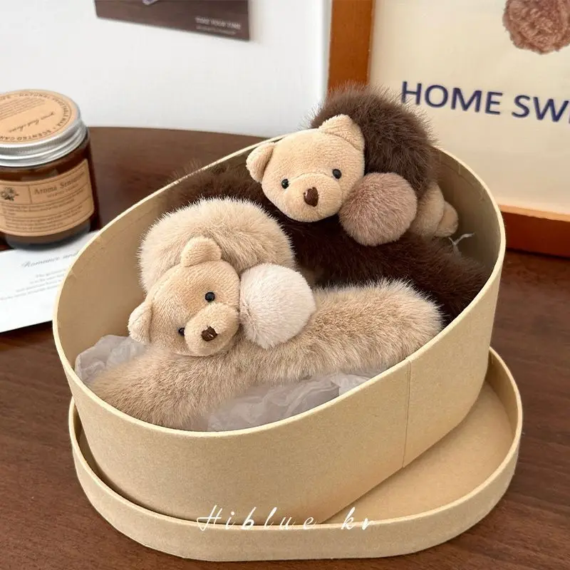 1pc Cute little bear claw clip autumn and winter plush hair clip, ponytail, shark clip headband accessory