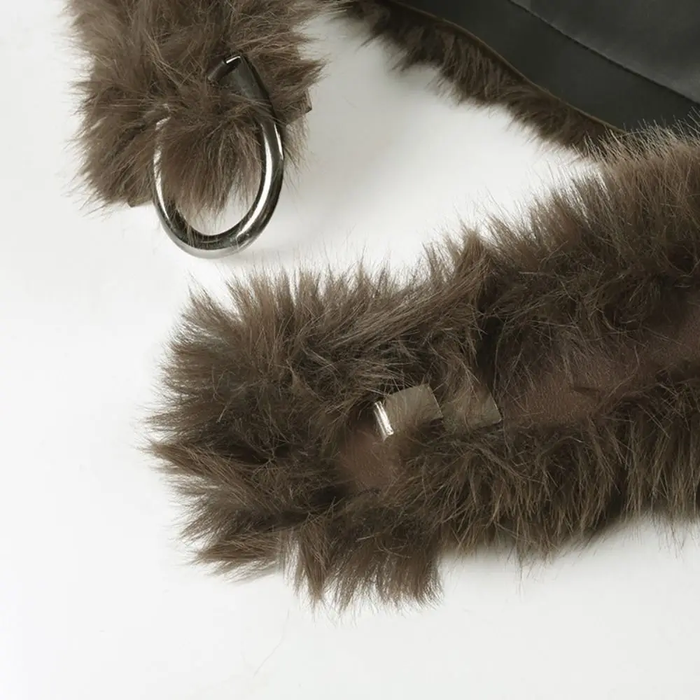 Vintage PU Leather Leather Fur Belt Spicy Girl Punk Belt Retro Korean Style Y2K Waistband Female/Girls