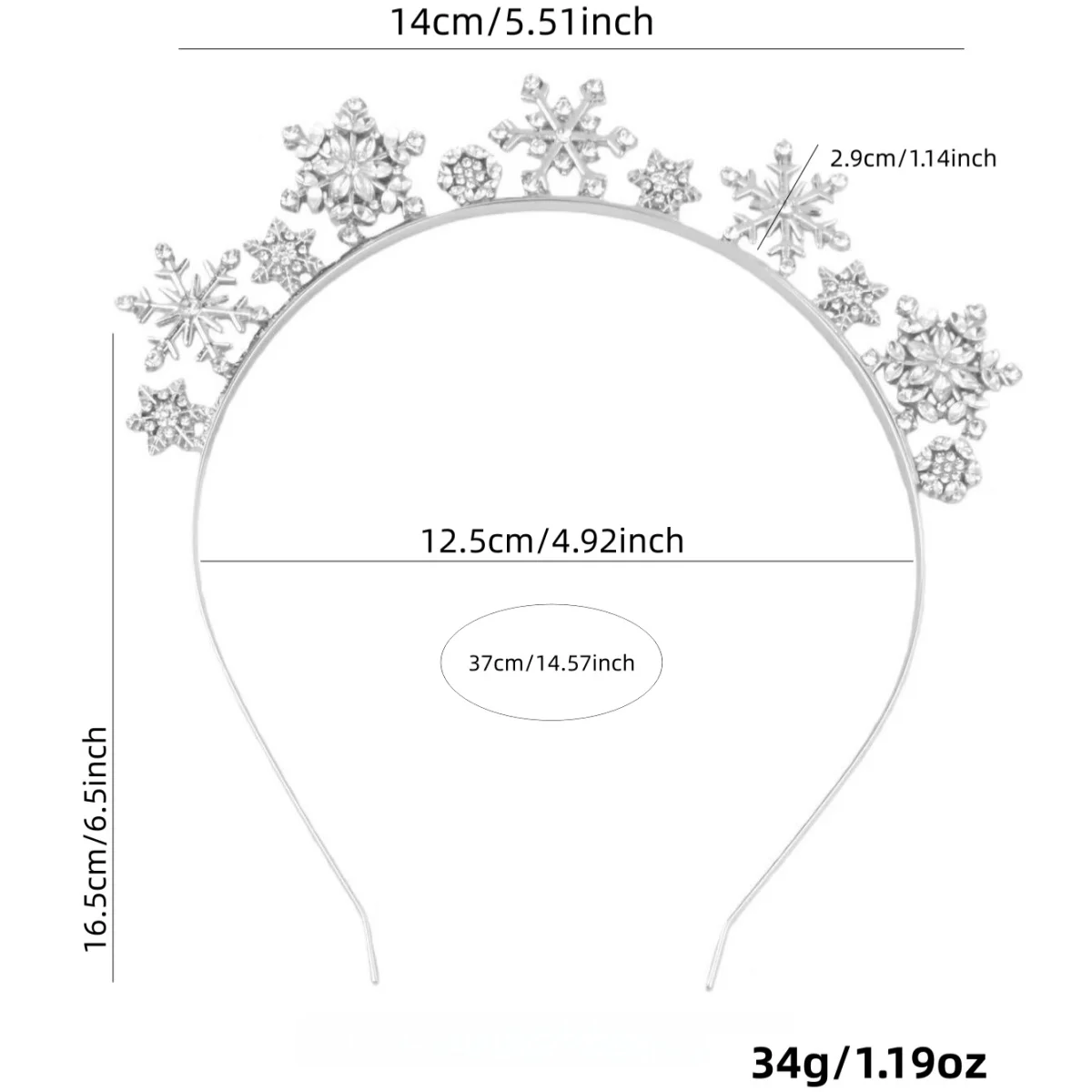 The new snowflake Christmas party headband from 1pc is elegant, fashionable and three-dimensional