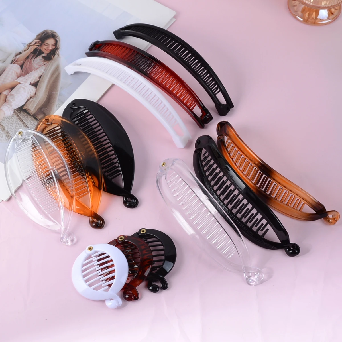12-Piece Set of Fashionable and Versatile Leopard Print Shiny Banana Clips and Fish-Shaped Hair Clips, Suitable for Ponytails and Curly Hair, Casual Women's Hair Accessories for Parties, Balls, Formal Wear, and Outings