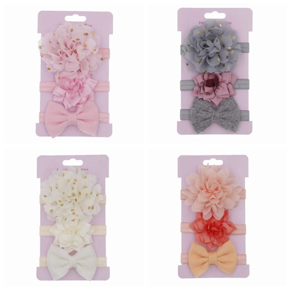 baby Headband Flower Headbands Set Hair Band Sequin Bowknot Headwear Children Kids Princess Girls Hair Accessories 3pcs/Lot