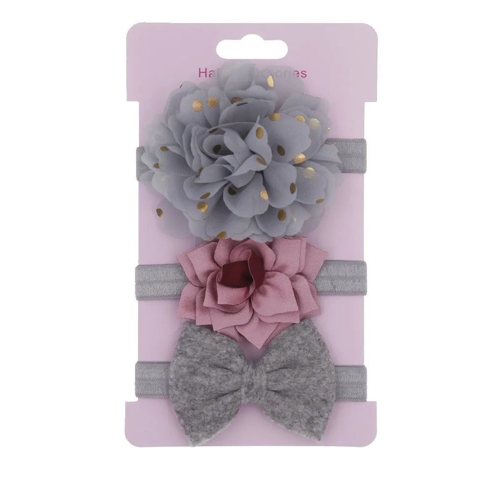 baby Headband Flower Headbands Set Hair Band Sequin Bowknot Headwear Children Kids Princess Girls Hair Accessories 3pcs/Lot