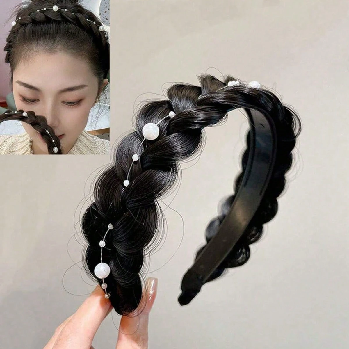 1pcs Stylish Anti slip Fishbone Braid Wig One piece Headband Women's Hair Accessories Suitable for Dress