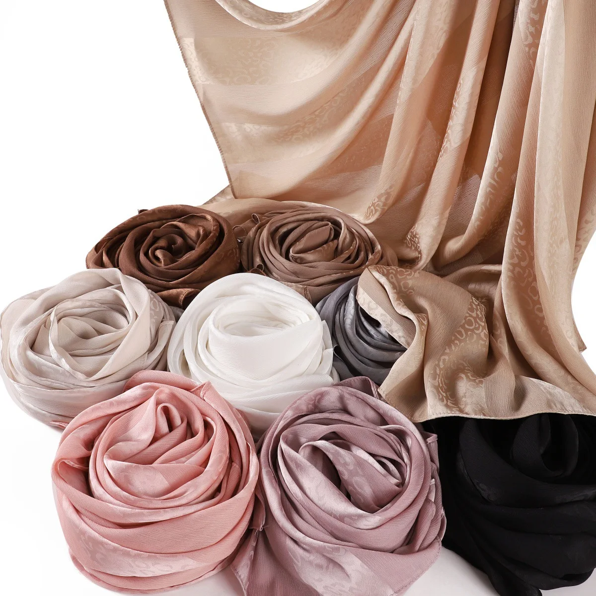 Elegant Muslim Hijab Women Bohemian Soft Satin Islam Ramadan Hijabs Foulard Femme Shawl Wrap Scarf Headscarf Bufanda Headband