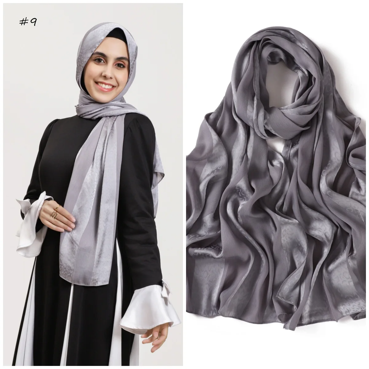 Elegant Muslim Hijab Women Bohemian Soft Satin Islam Ramadan Hijabs Foulard Femme Shawl Wrap Scarf Headscarf Bufanda Headband