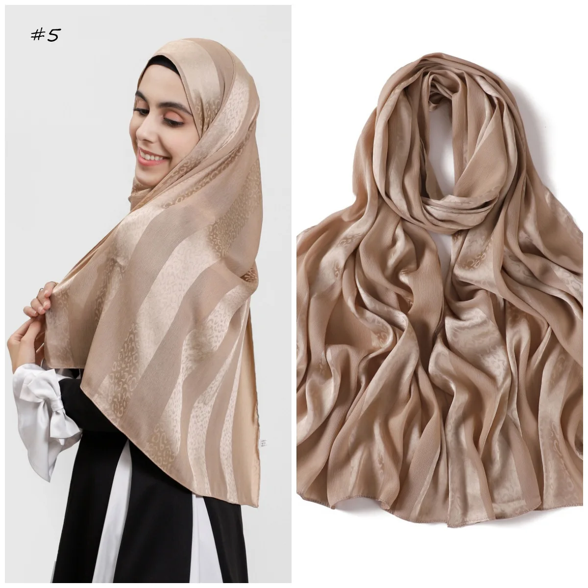 Elegant Muslim Hijab Women Bohemian Soft Satin Islam Ramadan Hijabs Foulard Femme Shawl Wrap Scarf Headscarf Bufanda Headband