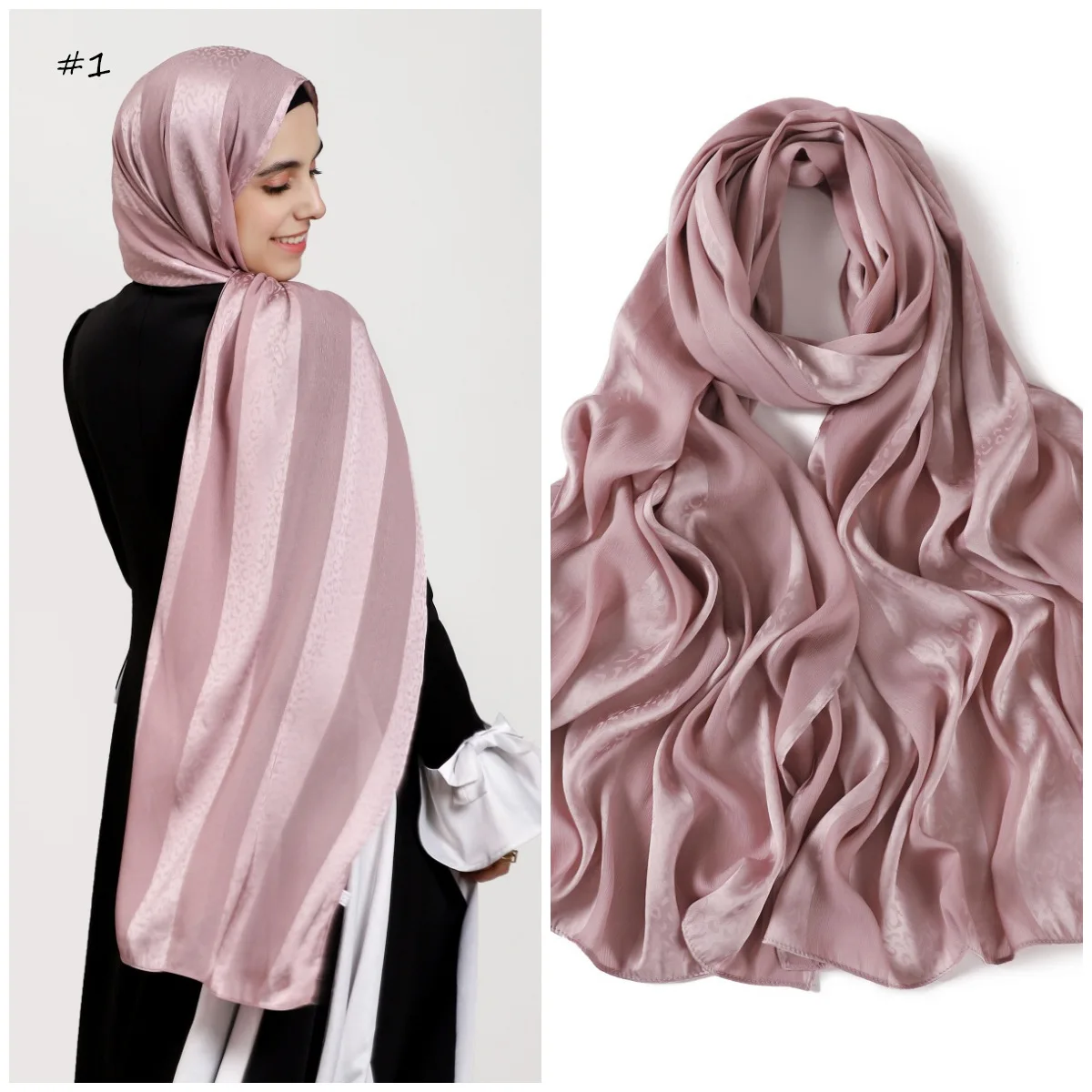 Elegant Muslim Hijab Women Bohemian Soft Satin Islam Ramadan Hijabs Foulard Femme Shawl Wrap Scarf Headscarf Bufanda Headband