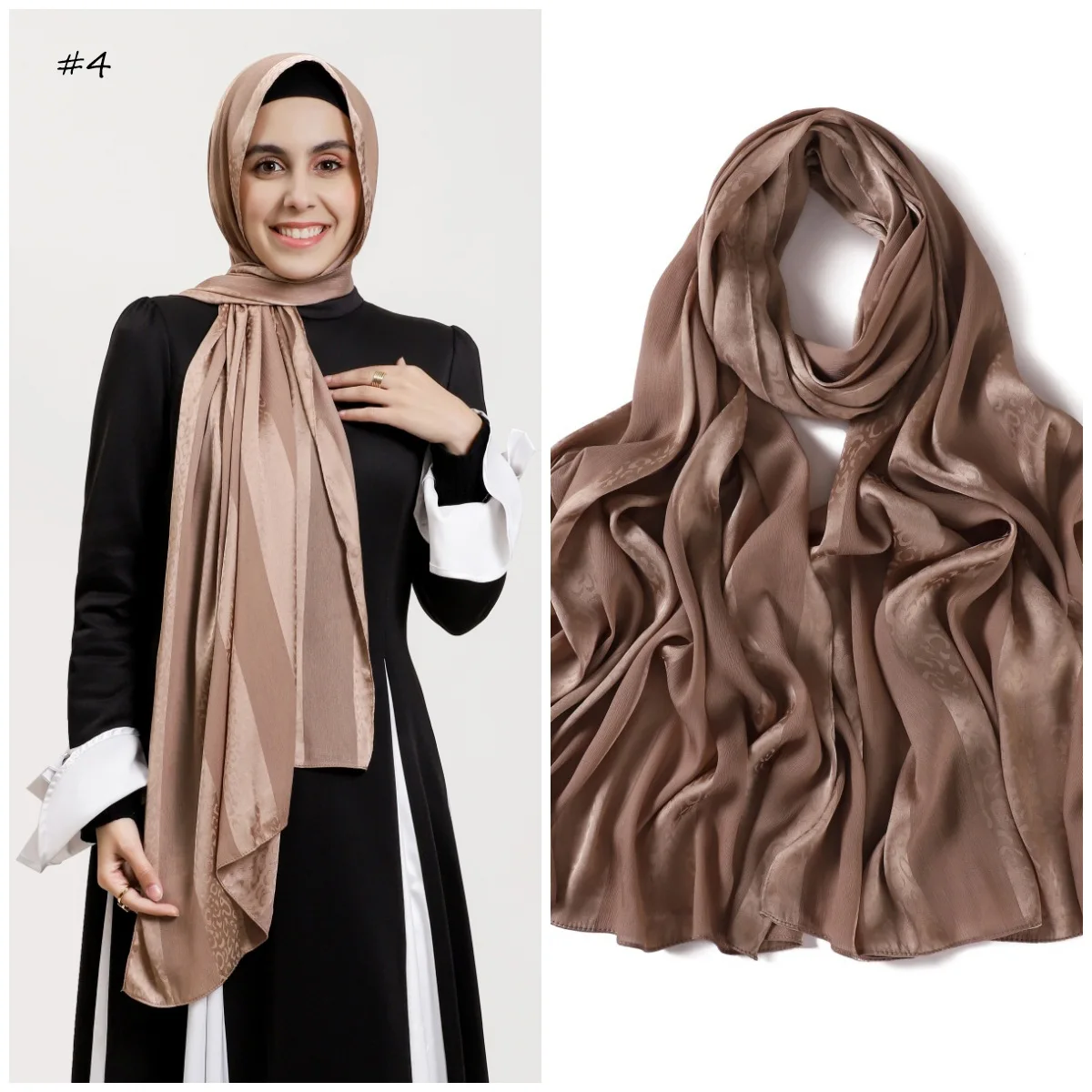 Elegant Muslim Hijab Women Bohemian Soft Satin Islam Ramadan Hijabs Foulard Femme Shawl Wrap Scarf Headscarf Bufanda Headband