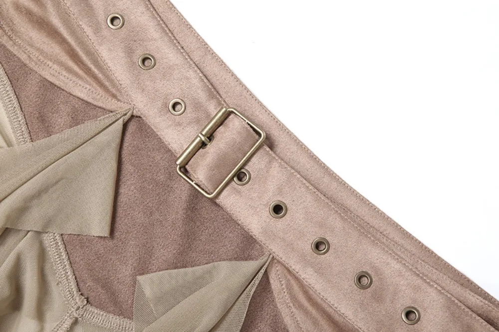 Fashion Irregular Ruffles Belts for Women Long Tassel Adjustable Buckle Waistband Y2K White Mini Skirt Streetwear