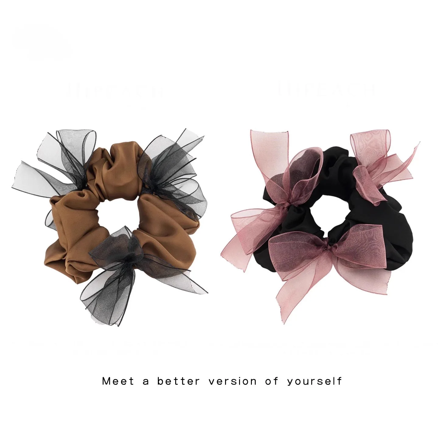 1PCS Diamond Bow Large Intestine Hair Band, Satin Bow Scrunchies Ball Head Rope Fluffy Rubber Band Hair Accessories