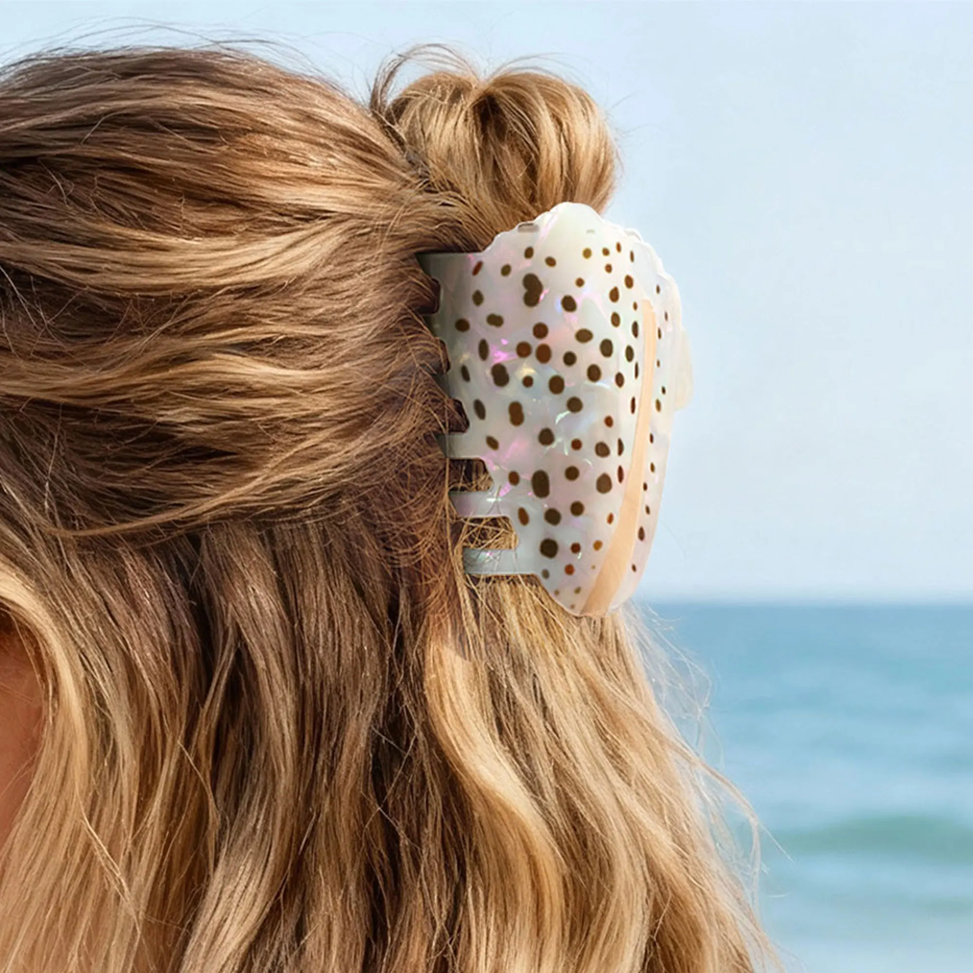 1 piece personalised Hebrew Cone Shell and a Textile Cone shell hair claw for Hawaii sumer holiday