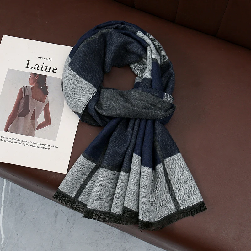 Luxury Winter Man Scarf Plaid Shawl Warm Autumn Cashmere Handkerchief Soft Outdoor Muffler Bufanda Solid Man Scarf 2025