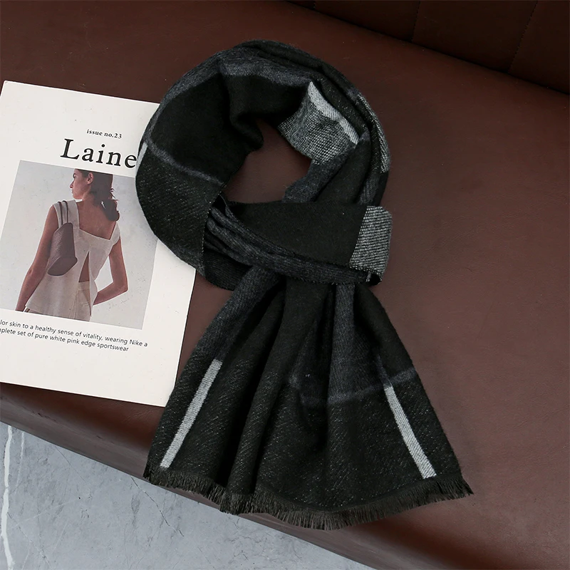 Luxury Winter Man Scarf Plaid Shawl Warm Autumn Cashmere Handkerchief Soft Outdoor Muffler Bufanda Solid Man Scarf 2025