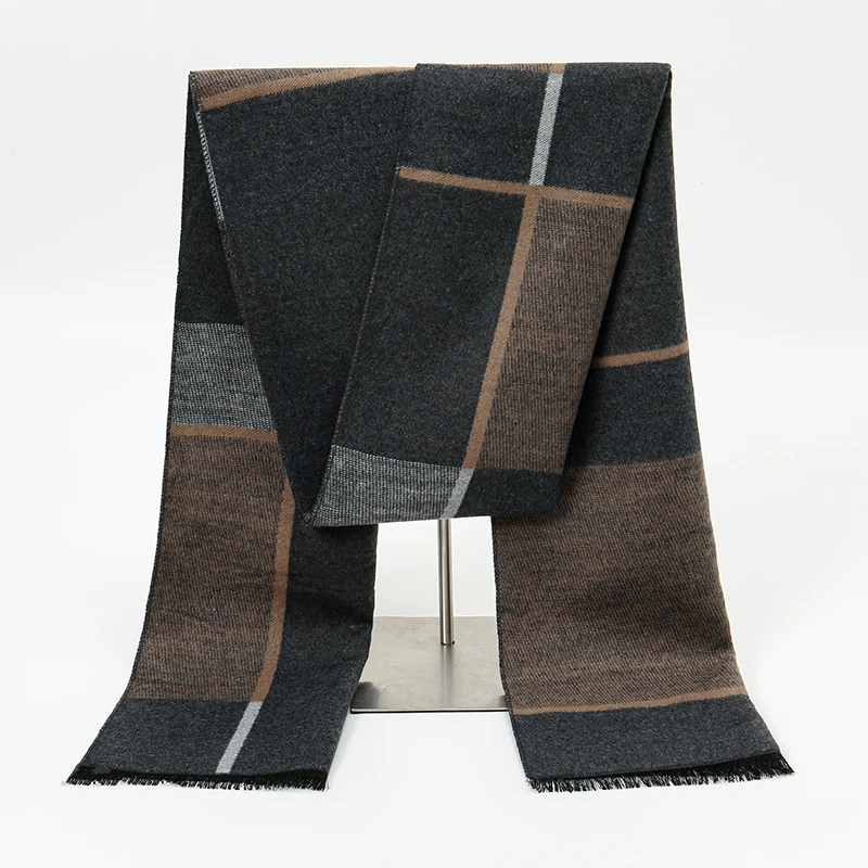 Luxury Winter Man Scarf Plaid Shawl Warm Autumn Cashmere Handkerchief Soft Outdoor Muffler Bufanda Solid Man Scarf 2025