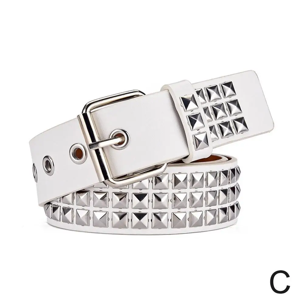 Vintage Men Women Punk Rivet Buckle Belt Design Metal Gothic Y2k Belt Pu Leather Waistband Jeans Pants Decorative Bel
