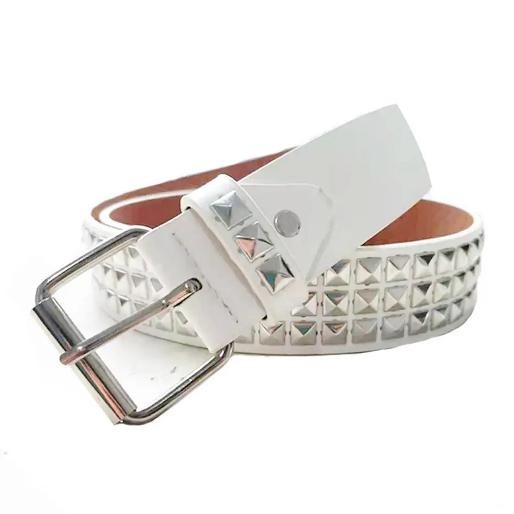 Vintage Men Women Punk Rivet Buckle Belt Design Metal Gothic Y2k Belt Pu Leather Waistband Jeans Pants Decorative Bel