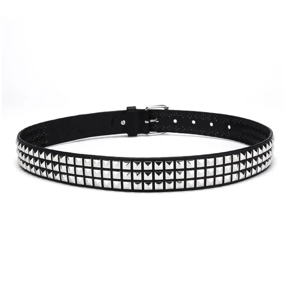 Vintage Men Women Punk Rivet Buckle Belt Design Metal Gothic Y2k Belt Pu Leather Waistband Jeans Pants Decorative Bel