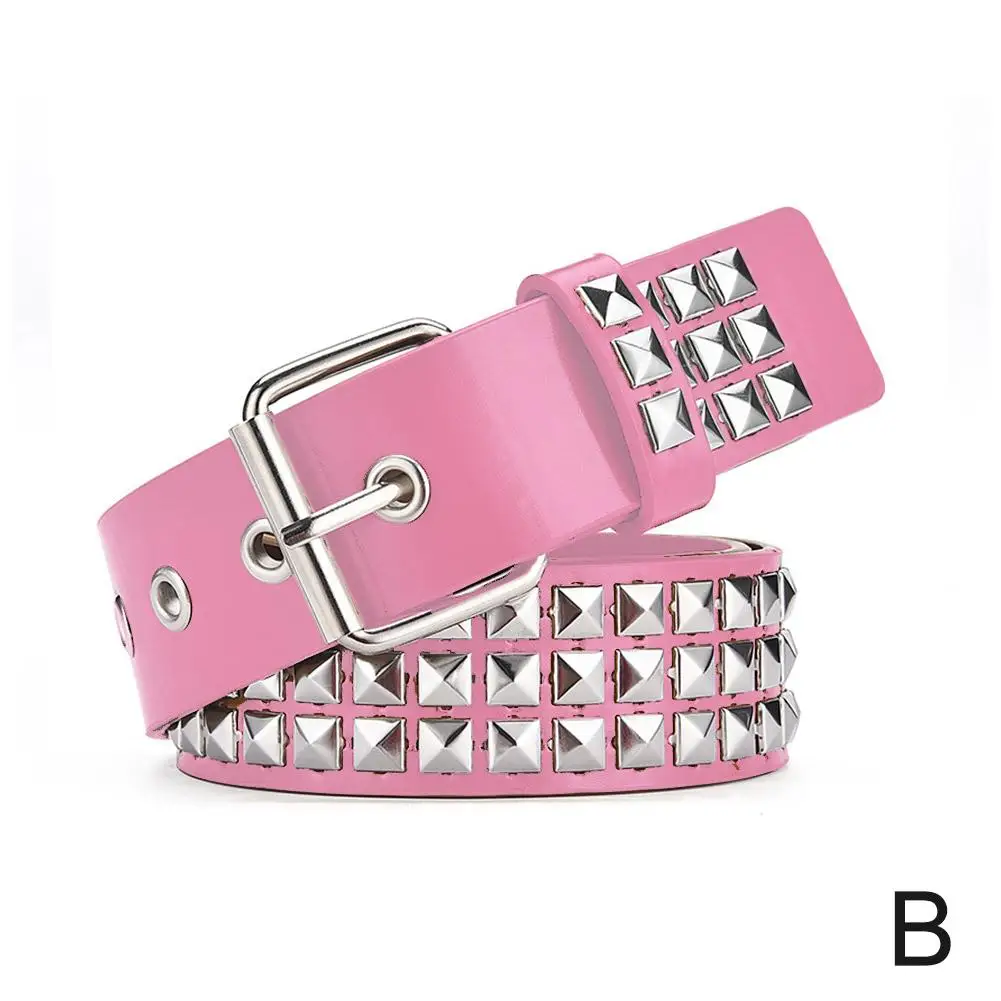 Vintage Men Women Punk Rivet Buckle Belt Design Metal Gothic Y2k Belt Pu Leather Waistband Jeans Pants Decorative Bel