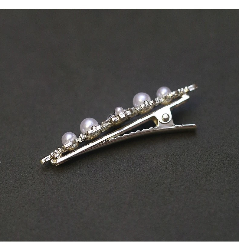 1Pcs Retro Palace Style Pearl Water Diamond Hairpin Elegant Style Side Clip Women's Daily Date Dress Style Versatile Headpiece