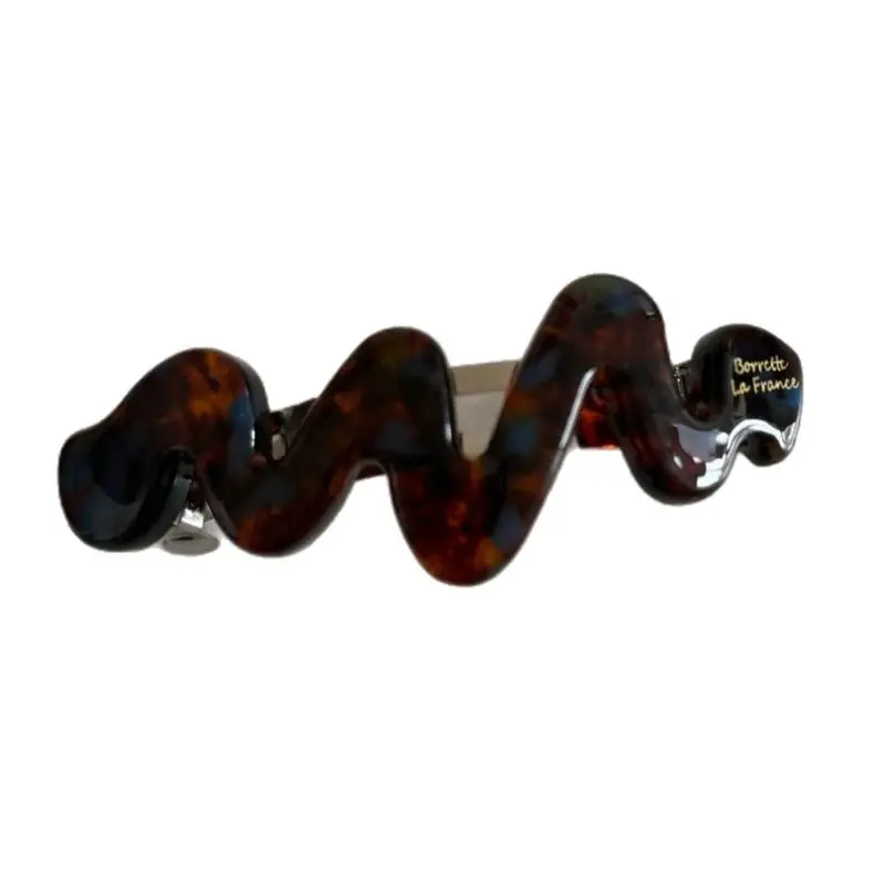 1pc Korean Style France Gold Label Irregular Curve High-end Spring Clip Ponytail Hair Clip