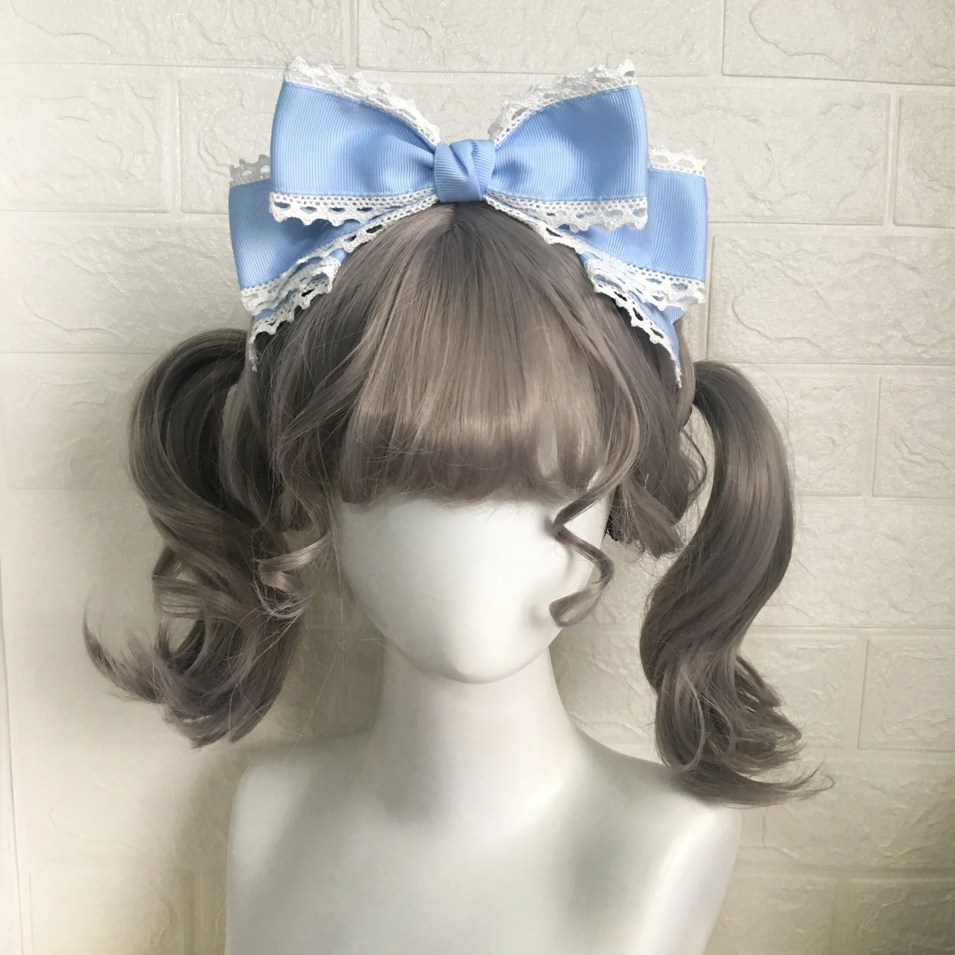 Women's Cute Hair Clips Blue Lolita Accessories Lolita Big Bow Headwear Black Hair Accessory Lolita Hair Clip Girls Cute Items