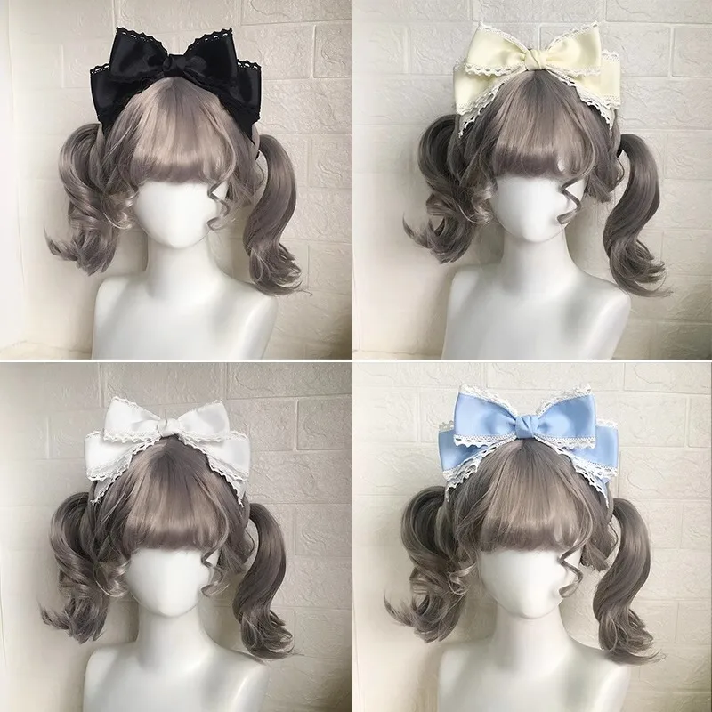 Women's Cute Hair Clips Blue Lolita Accessories Lolita Big Bow Headwear Black Hair Accessory Lolita Hair Clip Girls Cute Items